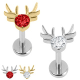 view all Titanium Internally Threaded Labrets 1.2mm - Jewelled Stag body jewellery