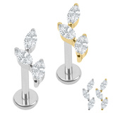 view all Titanium Internally Threaded Labrets 1.2mm - Tumbling Trio body jewellery