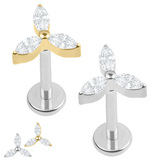 view all Titanium Internally Threaded Labrets 1.2mm - Titanium Jewelled Windmill body jewellery