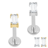 view all Titanium Internally Threaded Labrets 1.2mm - Titanium Jewelled Baguette body jewellery