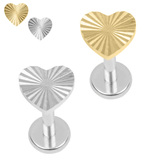 view all Titanium Internally Threaded Labrets 1.2mm - Titanium Luminance Heart body jewellery