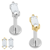 view all Titanium Internally Threaded Labrets 1.2mm - Titanium Vivus Baguette body jewellery