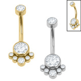 view all Belly Bar - Titanium Internal Jewelled Esha body jewellery