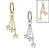 view all Titanium Hinged Segment Ring with Titanium Trilogy Jewel Star Charm body jewellery