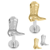 view all Titanium Internally Threaded Labrets 1.2mm - Cowboy Boot body jewellery