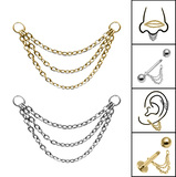 view all Titanium Piercing Triple Connector Chains body jewellery