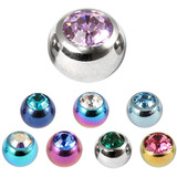 view all Titanium Threaded Jewelled Balls 1.2x3mm body jewellery