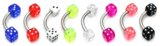 view all Acrylic Dice Micro Curved Barbell 1.2mm body jewellery