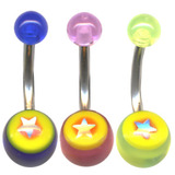 view all Acrylic Shiny Star Belly Bar body jewellery