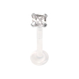 view all Bioflex Push-fit Labret with 925 Sterling Silver Claw Set Square Gem body jewellery