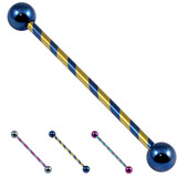 view all Titanium Candy Stripe Industrial Scaffold Barbell 30-40mm body jewellery