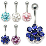 view all Belly Bar - Pansy Flower (PT211) body jewellery