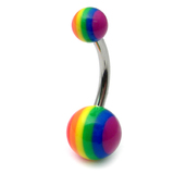 view all Acrylic Rainbow Belly Bar (Banana) body jewellery