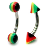 view all Acrylic Rasta Micro Curved Bar 1.2mm body jewellery