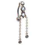 view all Belly Bar - Reverse Star and Moon Jewelled Dangly (XA67) body jewellery