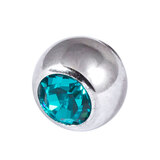 Steel Threaded Jewelled Balls 1.6x3mm Turquoise - 1 ball only