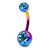 Titanium Double Jewelled Belly Bars 8mm Anodised - SKU 10104