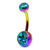Titanium Double Jewelled Belly Bars 8mm Anodised - SKU 10107