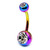 Titanium Double Jewelled Belly Bars 12mm Anodised - SKU 10121