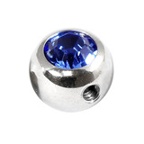 Steel Side-threaded Jewelled Balls 1.6x8mm Sapphire