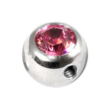 Steel Side-threaded Jewelled Balls 1.6x8mm Pink