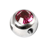 Steel Side-threaded Jewelled Balls 1.6x8mm Fuchsia