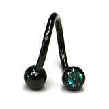 Black Titanium Double Jewelled Spirals 1.6x10mm 1.6mm, 10mm, 4mm, Turquoise