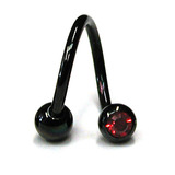 Black Titanium Double Jewelled Spirals 1.6x10mm 1.6mm, 10mm, 4mm, Red