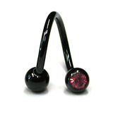 Black Titanium Double Jewelled Spirals 1.6x10mm 1.6mm, 10mm, 4mm, Pink