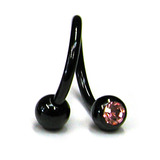 Black Titanium Double Jewelled Spirals 1.6x10mm 1.6mm, 10mm, 4mm, Light Pink