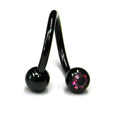Black Titanium Double Jewelled Spirals 1.6x10mm 1.6mm, 10mm, 4mm, Fuchsia
