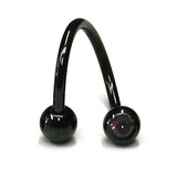 Black Titanium Double Jewelled Spirals 1.6x10mm 1.6mm, 10mm, 4mm, Purple