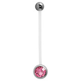 Pregnancy Bioflex and Surgical Steel Single Jewelled Belly Bars (formerly PTFE) - SKU 10163