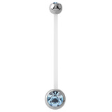 Pregnancy Bioflex and Surgical Steel Double Jewelled Belly Bars (formerly PTFE) - SKU 10168