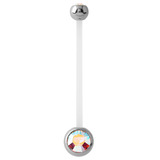 Pregnancy Bioflex and Surgical Steel Double Jewelled Belly Bars (formerly PTFE) - SKU 10175