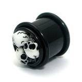 Acrylic Triple Skull Plug 16mm, Black