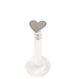 Bioflex Push-fit Labret with Titanium Heart 1.2mm 1.2mm, 10mm, Titanium Heart - Mirror Polish
