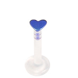 Bioflex Push-fit Labret with Titanium Heart 1.2mm 1.2mm, 7mm, Titanium Heart - Blue