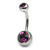 Steel Double Jewelled Belly Bar  8mm - SKU 103