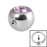 Steel Clip in Jewelled Balls 6mm lilac