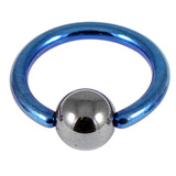 Titanium BCR with Hematite Bead 1.0mm gauge 1.0mm, 10mm, 4mm, Blue