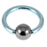 Titanium BCR with Hematite Bead 1.0mm gauge 1.0mm, 10mm, 4mm, Ice Blue