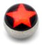 Steel Logo Balls - Pictures 1.6mm, 6mm, Red Star (on Black)