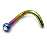Titanium Jewelled Nose Stud - 2mm jewel 1.0mm, Rainbow, Crystal AB