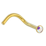 Titanium Jewelled Nose Stud - 2mm jewel 1.0mm, Gold, Crystal AB