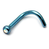 Titanium Jewelled Nose Stud - 2mm jewel 1.0mm, Ice Blue, Crystal AB