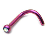 Titanium Jewelled Nose Stud - 2mm jewel 1.0mm, Purple, Crystal AB