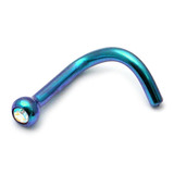 Titanium Jewelled Nose Stud - 2mm jewel 1.0mm, Turquoise, Crystal AB