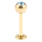 Zircon Titanium Jewelled Labrets 1.2mm (Gold colour PVD) - SKU 10720