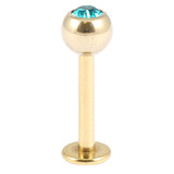 Zircon Titanium Jewelled Labrets 1.6mm (Gold colour PVD) 1.6mm, 8mm, 5mm, Turquoise